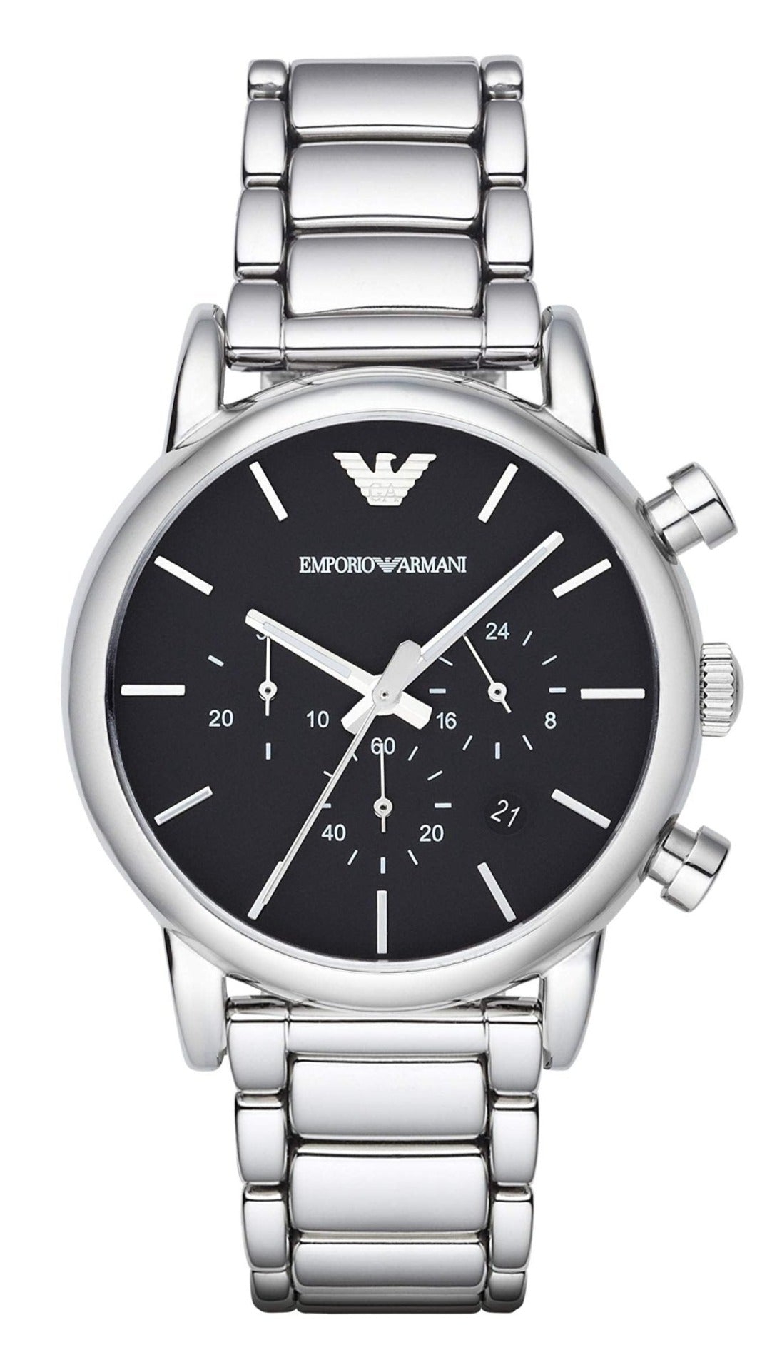  Shop Authentic Emporio Armani Chronograph Black Dial Silver Steel Strap Watch For Men - AR1853 - Luxxuri