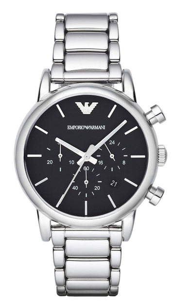  Shop Authentic Emporio Armani Chronograph Black Dial Silver Steel Strap Watch For Men - AR1853 - Luxxuri