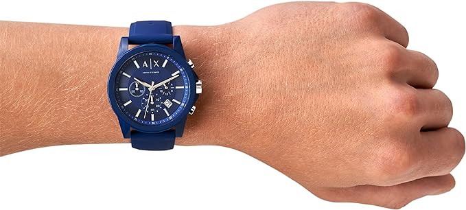  Shop Authentic Armani Exchange Outerbanks Chronograph Blue Dial Blue Silicone Strap Watch For Men - AX1327 - Luxxuri