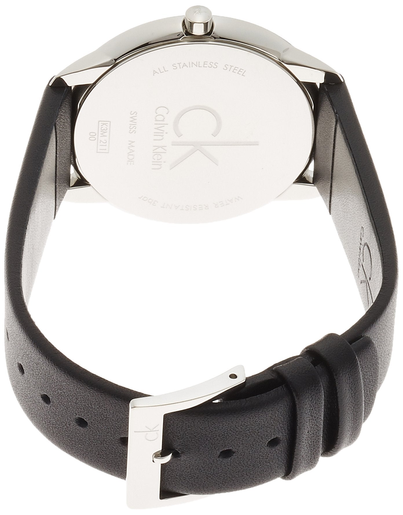  Shop Authentic Calvin Klein Minimalist White Dial Black Leather Strap Watch for Men - K3M211C6 - Luxxuri