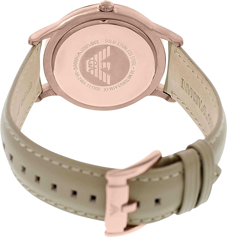  Shop Authentic Emporio Armani Classic Quartz Silver Dial Beige Leather Strap Watch For Men - AR2464 - Luxxuri