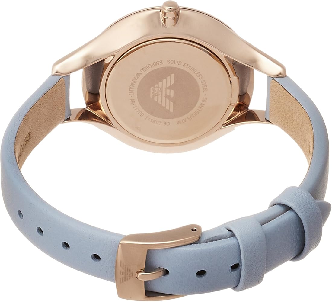  Shop Authentic Emporio Armani Aurora Quartz Mother of Pearl White Dial Blue Leather Strap Watch For Women - AR11109 - Luxxuri