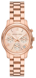 Michael Kors Runway Chronograph Rose Gold Dial Rose Gold Steel Strap Watch For Women - MK7327