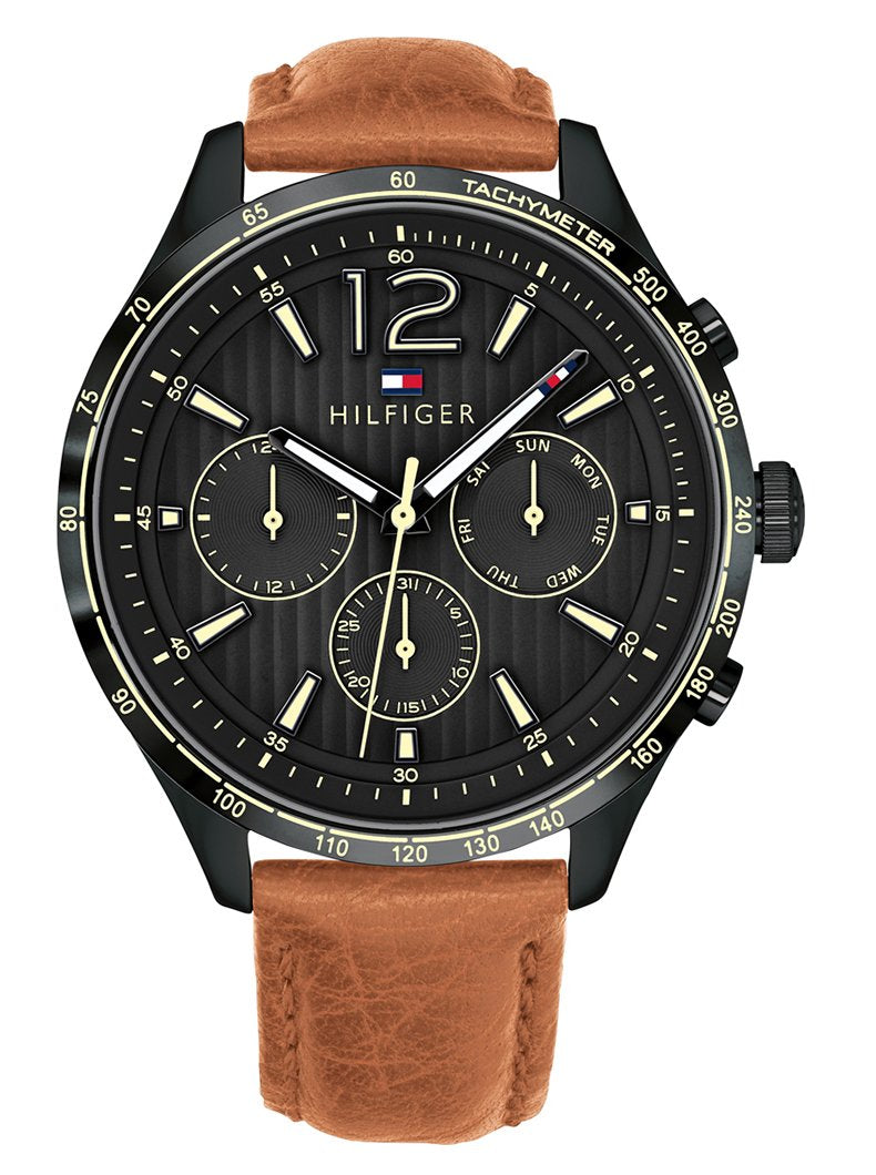  Shop Authentic Tommy Hilfiger Gavin Chronograph Quartz Black Dial Brown Leather Strap Watch for Men - 1791470 - Luxxuri