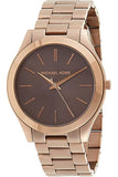  Shop Authentic Michael Kors Slim Runway Brown Dial Rose Gold Stainless Steel Strap Watch for Women - MK3181 - Luxxuri