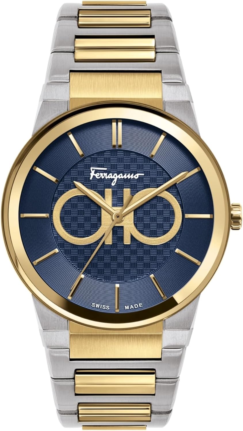  Shop Authentic Salvatore Ferragamo Sapphire Bracelet Blue Dial Two Tone Steel Strap Watch For Men - SFHP00821 - Luxxuri
