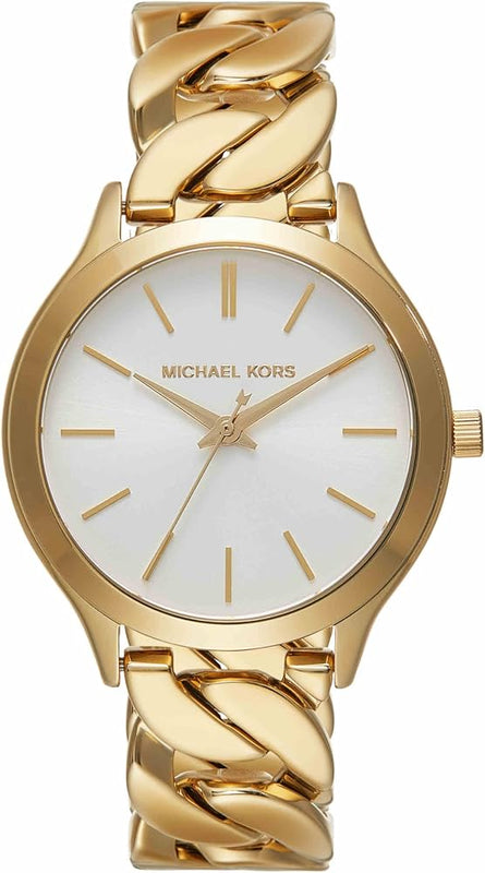  Shop Authentic Michael Kors Runway Three-Hand White Dial Gold Steel Strap Watch for Women - MK7472 - Luxxuri