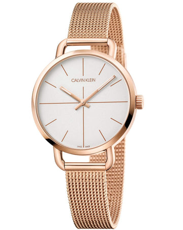  Shop Authentic Calvin Klein Even White Dial Rose Gold Mesh Bracelet Watch for Women - K7B23626 - Luxxuri
