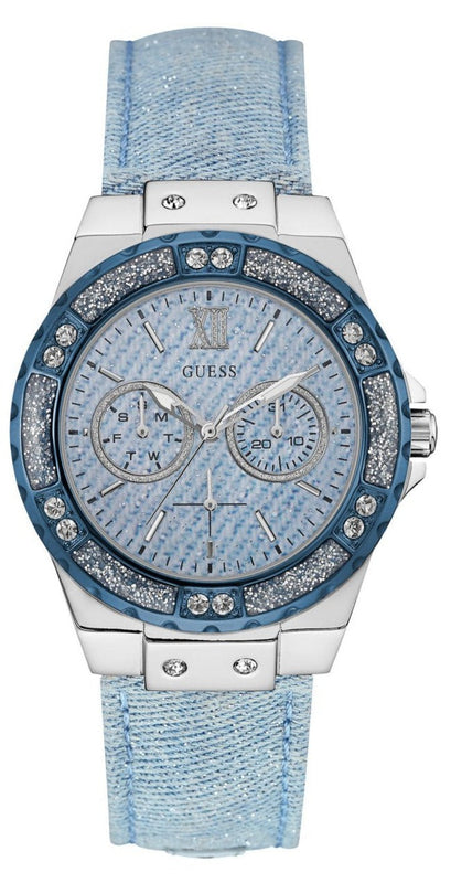  Shop Authentic Guess Limelight Quartz Blue Dial Blue Leather Strap Watch For Men - W0775l1 - Luxxuri
