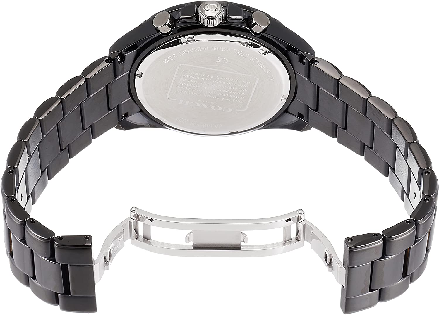 Coach Kent Chronograph Black Dial Black Steel Strap Watch for Men - 14602554