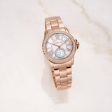  Shop Authentic Michael Kors Camille Quartz Mother of Pearl White Dial Rose Gold Steel Strap Watch For Women - MK7364 - Luxxuri