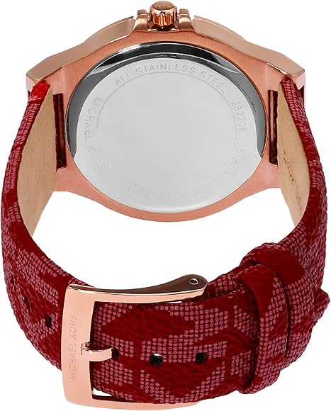  Shop Authentic Michael Kors Lennox Three Hand Silver Dial Red Leather Strap Watch For Women - MK7308 - Luxxuri