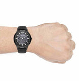  Shop Authentic Emporio Armani Meccanico Automatic Black Dial Black Leather Strap Watch For Men - AR60042 - Luxxuri