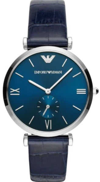 Shop Authentic Emporio Armani Gianni T Bar Quartz Blue Dial Blue Leather Strap Watch For Men - AR11300 - Luxxuri