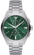  Shop Authentic Emporio Armani Chronograph Green Dial Silver Steel Strap Watch For Men - AR11480 - Luxxuri