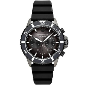  Shop Authentic Emporio Armani Diver Chronograph Black Dial Black Silicon Strap Watch For Men - AR11515 - Luxxuri