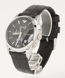  Shop Authentic Emporio Armani Paolo Chronograph Black Dial Black Leather Strap Watch For Men - AR11530 - Luxxuri