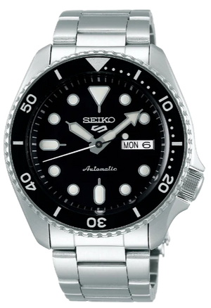  Shop Authentic Seiko 5 Sports Automatic Day Date Black Dial Silver Steel Strap Watch for Men - SRPD55K1 - Luxxuri