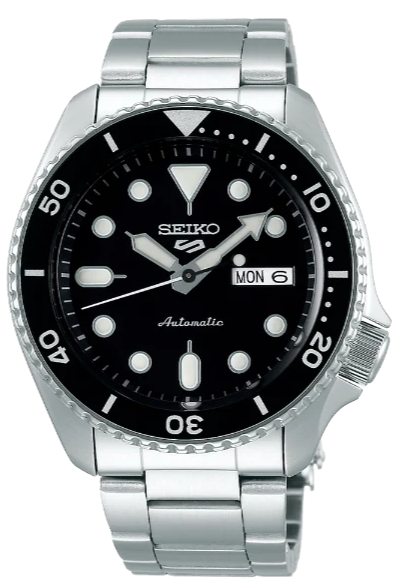  Shop Authentic Seiko 5 Sports Automatic Day Date Black Dial Silver Steel Strap Watch for Men - SRPD55K1 - Luxxuri