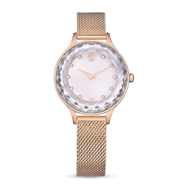  Shop Authentic Swarovski Octea Nova Silver Dial Rose Gold Mesh Strap Watch for Women - 5650011 - Luxxuri