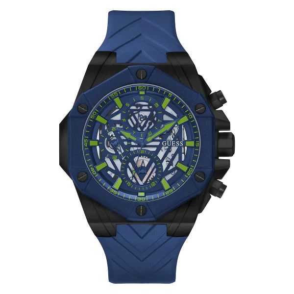  Shop Authentic Guess Formula Multifunction Blue Dial Blue Silicone Strap Watch For Men - GW0579G3 - Luxxuri