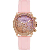  Shop Authentic Guess Sparkling Chronograph Crystals Pink Dial Pink Silicone Strap Watch For Women - GW0032L4 - Luxxuri