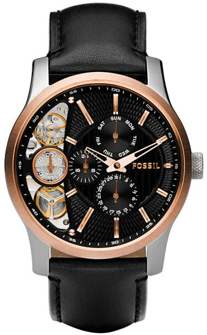  Shop Authentic Fossil Twist Multi-Function Chronograph Black Dial Black Leather Strap Watch for Men - ME1099 - Luxxuri