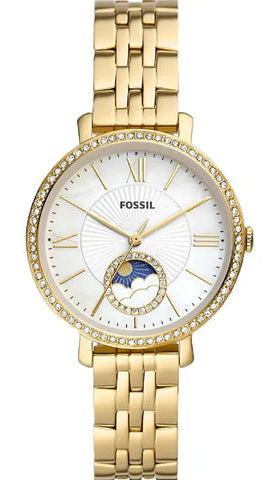  Shop Authentic Fossil Jacqueline Moonphase Mother of Pearl Dial Gold Steel Strap Watch for Women - ES5167 - Luxxuri