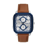  Shop Authentic Fossil Inscription Multifunction Silver Dial Brown Leather Strap Watch for Men - BQ2658 - Luxxuri