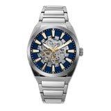  Shop Authentic Fossil Everett Automatic Skeleton Blue Dial Silver Steel Strap Watch for Men - ME3220 - Luxxuri
