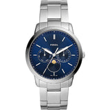  Shop Authentic Fossil Neutra Minimalist Moonphase Blue Dial Silver Steel Strap Watch for Men - FS5907 - Luxxuri