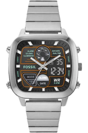  Shop Authentic Fossil Retro Analog-Digital Black Dial Silver Steel Strap Watch for Men - FS5890 - Luxxuri