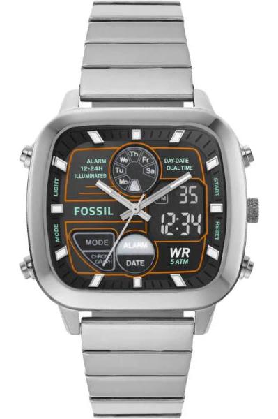 Shop Authentic Fossil Retro Analog-Digital Black Dial Silver Steel Strap Watch for Men - FS5890 - Luxxuri