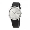  Shop Authentic Calvin Klein Minimal Silver Dial Black Leather Strap Watch for Men - K3M221CY - Luxxuri