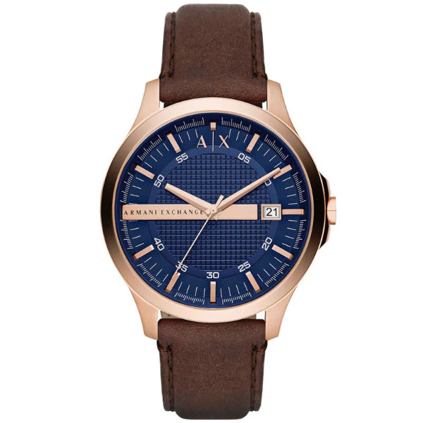  Shop Authentic Armani Exchange Hampton Chronograph Blue Dial Brown Leather Strap Watch For Men - AX2172 - Luxxuri