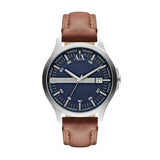  Shop Authentic Armani Exchange Hampton Chronograph Blue Dial Brown Leather Strap Watch For Men - AX2133 - Luxxuri