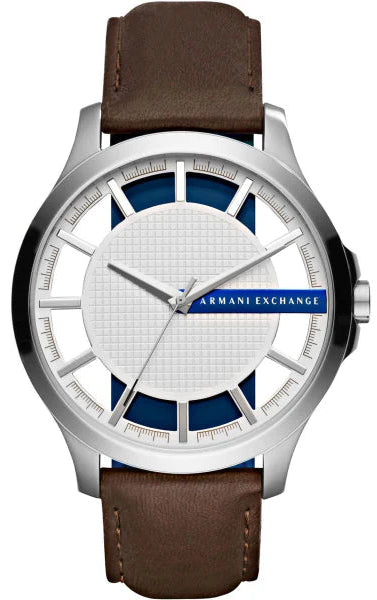  Shop Authentic Armani Exchange Hampton Chronograph White Dial Brown Leather Strap Watch For Men - AX2187 - Luxxuri