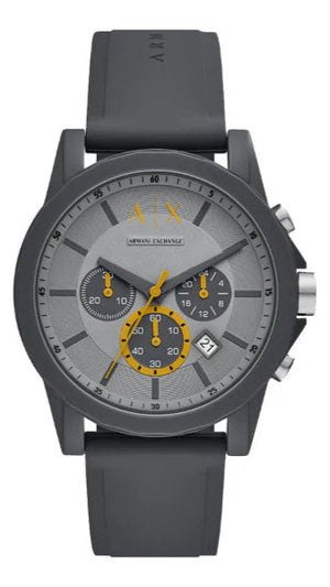  Shop Authentic Armani Exchange Outerbanks Chronograph Grey Dial Grey Silicone Strap Watch For Men - AX7123 - Luxxuri
