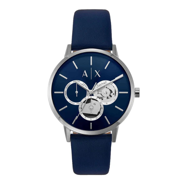  Shop Authentic Armani Exchange Cayde Chronograph Blue Dial Blue Leather Strap Watch for Men - AX2746 - Luxxuri
