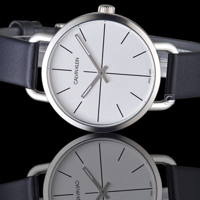  Shop Authentic Calvin Klein Evan White Dial Black Leather Strap Watch for Women - K7B231CY - Luxxuri