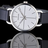  Shop Authentic Calvin Klein Evan White Dial Black Leather Strap Watch for Women - K7B231CY - Luxxuri