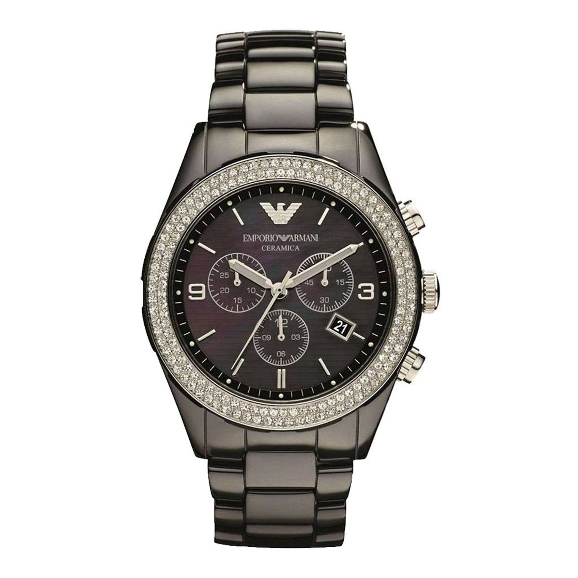 Emporio Armani Ceramica Black Dial Black Ceramic Strap Watch For Men - AR1455