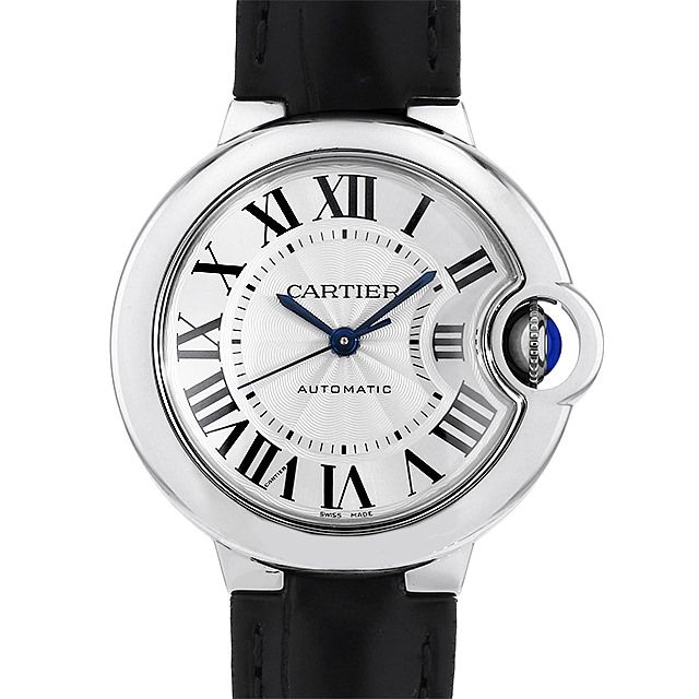  Shop Authentic Cartier Ballon Bleu De Cartier Silver Dial Black Leather Strap Watch for Women - WSBB0030 - Luxxuri