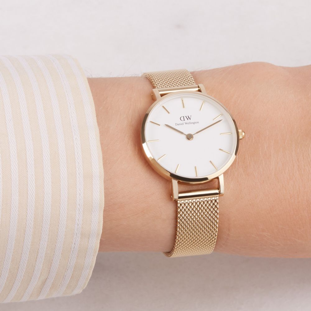  Shop Authentic Daniel Wellington Classic Petite Evergold White Dial Gold Mesh Bracelet Watch For Women - DW00100350 - Luxxuri