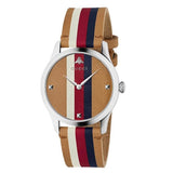  Shop Authentic Gucci G Timeless Quartz Brown Dial Brown Leather Strap Watch For Men - YA1264078 - Luxxuri