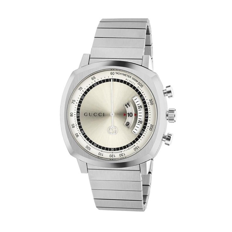  Shop Authentic Gucci Grip Collection Quartz Silver Dial Silver Steel Strap Watch For Men - YA157302 - Luxxuri
