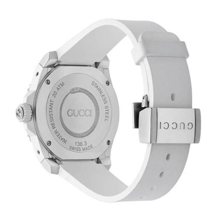  Shop Authentic Gucci Dive Quartz White Dial White Rubber Strap Watch For Men - YA136330 - Luxxuri