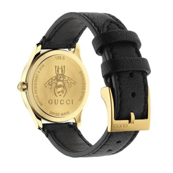  Shop Authentic Gucci G Timeless Quartz Silver Dial Black Leather Strap Watch For Women - YA1265023 - Luxxuri