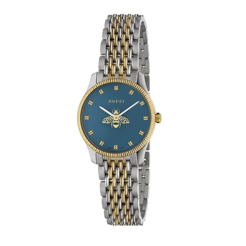  Shop Authentic Gucci G Timeless Quartz Blue Dial Two Tone Steel Strap Watch For Women - YA1265029 - Luxxuri