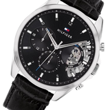  Shop Authentic Tommy Hilfiger Baker Chronograph Black Dial Black Leather Strap Watch For Men - 1710449 - Luxxuri